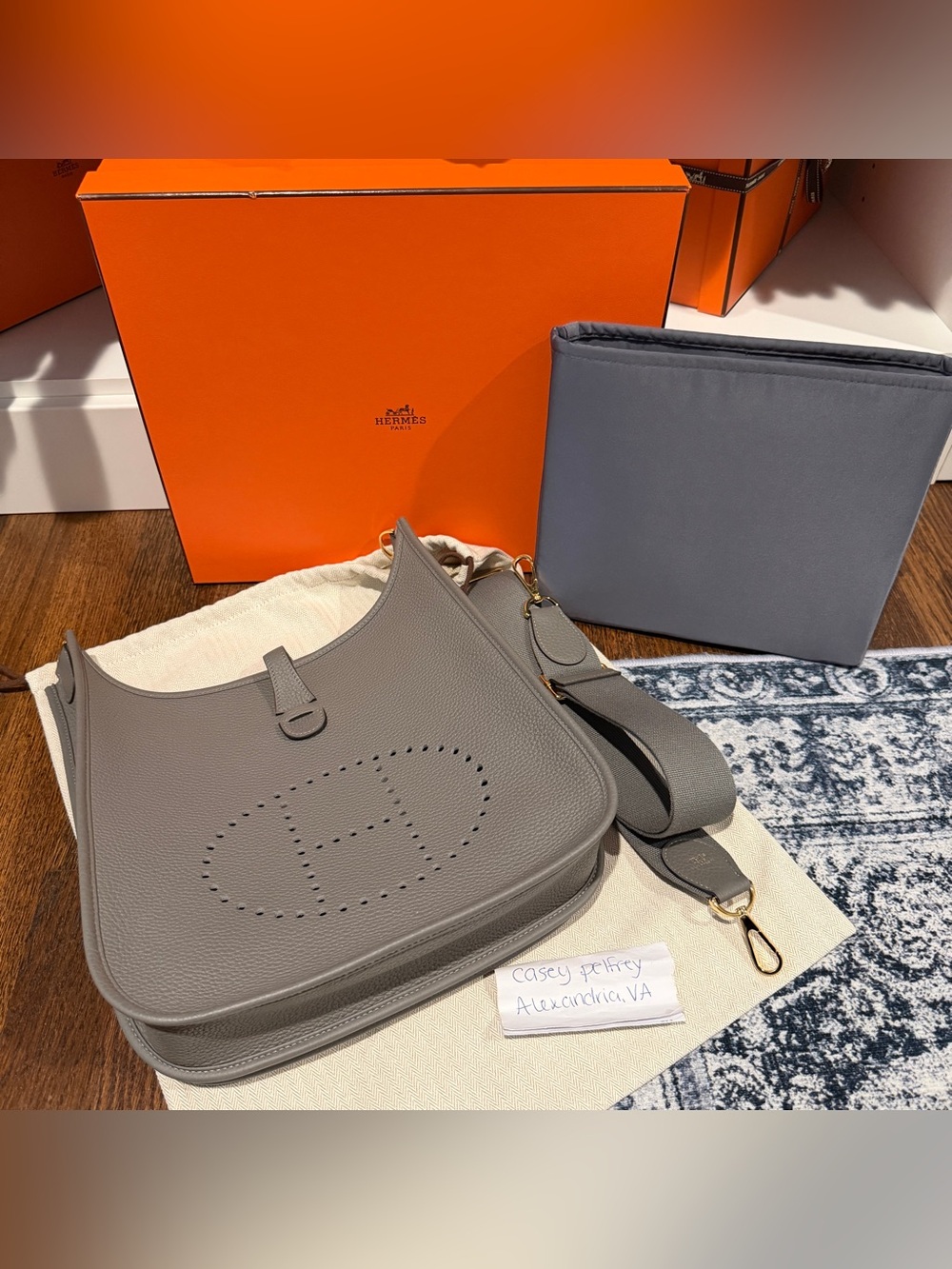 Hermes Evelyne 29 PM Gris Meyer Gold hardware